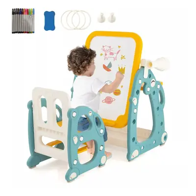 Kids Art Easel Toddlers Activity Table & Chair w/Adjustable Whiteboad