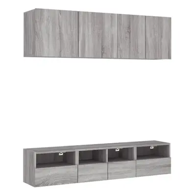 (grey sonoma) vidaXL TV Wall Units Piece Floating TV Wall Unit TV Stand Engineered Wood