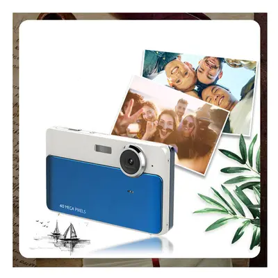 (Blue) Digital Retro Camera 2.4 inch IPS HD Screen Anti-shake Camcorder DV Cam 24MP 1080P