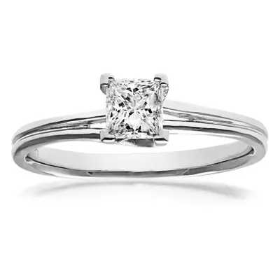 (K) Jewelco London 18ct White Gold, 0.50ct Ring, Certified Diamond, Princess cut