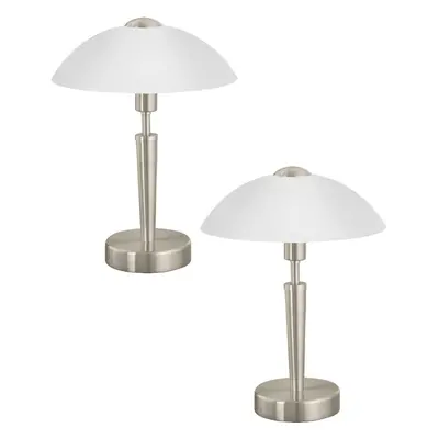 2 PACK Table Lamp Colour Satin Nickel Shade White Satinized Glass E14 1x60W