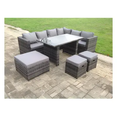 Fimous Seater Rattan Corner Sofa Set Garden Furniture Outdoor Dining table