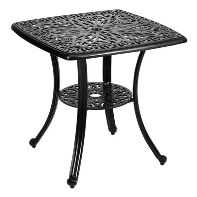 Square Cast Aluminum Outdoor Bistro Table Black