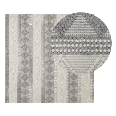 Wool Area Rug x cm Beige and Grey BOZOVA