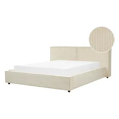 Bed LINARDS x cm (EU King Size) Corduroy Beige