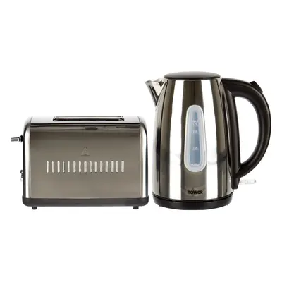 Tower AOBUNDLE001 Kettle And Toaster Set - Polished Stainless Steel