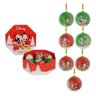 Disney Mickey Christmas Mickey and Minnie Baubles (Set of 7)