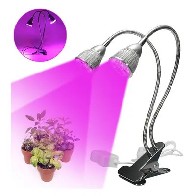 10W Dual Head Full Spectrum LED Grow Light Clip Kit for Indoor Plant Hydroponics US Plug 110-240