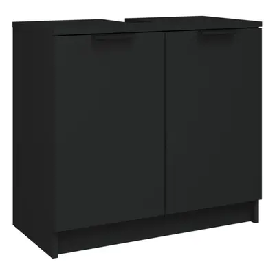 vidaXL Bathroom Cabinet Black Engineered Wood Toilet Vanity Unit Cupboard