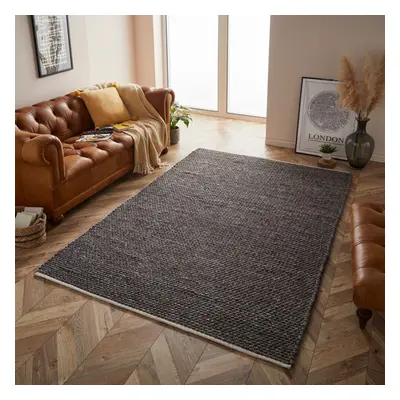 (CHARCOAL, x cm) Plain Neutral Handmade 100% Wool Rug Eco Friendly Handmade Natural Colour Area 