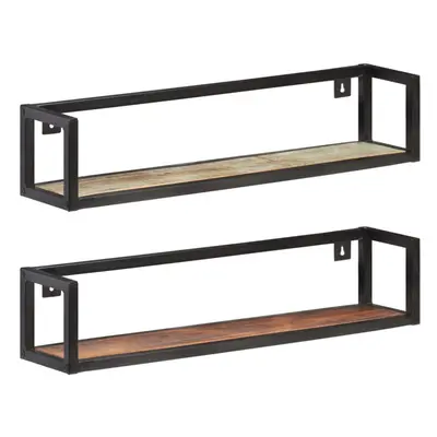 vidaXL 2x Wall Shelves cm Solid Reclaimed Wood Home Floating Display Rack