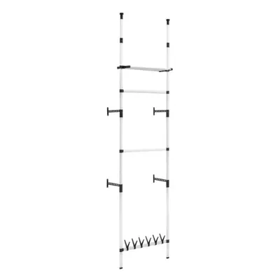 vidaXL Telescopic Wardrobe System with Rods and Shelf Aluminium Clothes Rack