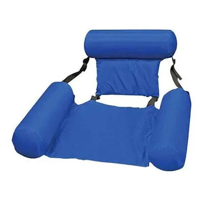 (Blue) Water Lounge Chair Swimming Inflatable Foldable Floating Row Backrest Party Toy