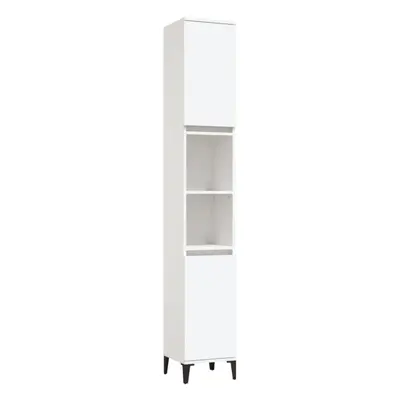 (white) vidaXL Bathroom Cabinet Cupboard Washroom Storage Cabinet Engineered Wood