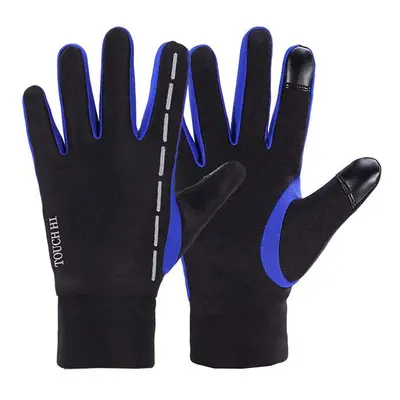 (Blue, XL) Men Anti-Skid Fleece Outdoor Cycling Gloves Winter Warm Full Finger Windproof Mittens