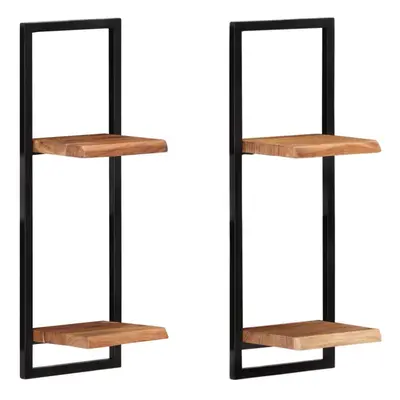 (25 Â¡Ã Â¡Ã75 cm) vidaXL Wall Shelf Set Picture Ledges Display Unit Solid Acacia Wood and Stee