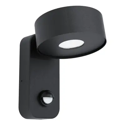 IP44 Outdoor Wall Light & PIR Sensor Black Zinc Steel 6W Built in LED