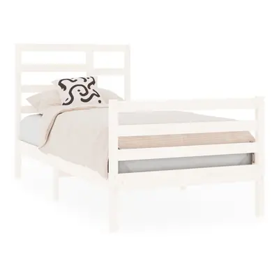 (white, x cm) vidaXL Bed Frame Bed Base Bedstead Bedroom Mattress Foundation Solid Wood