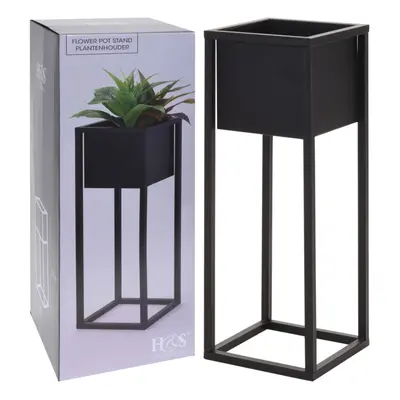 Home&Styling Flower Pot on Stand Metal Black cm