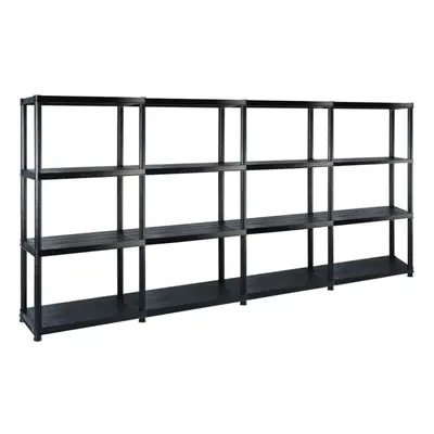 vidaXL Storage Shelf 4-Tier Black Plastic Storage Organiser Rack Furniture