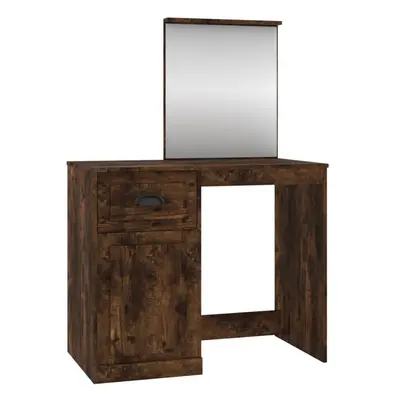 (smoked oak, with mirror) vidaXL Dressing Table Vanity Desk Cosmetic Table Makeup Desk Engineere