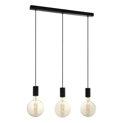 Pendant Ceiling Light Bulb In Line Design Colour Black Bulb E27 3x40W