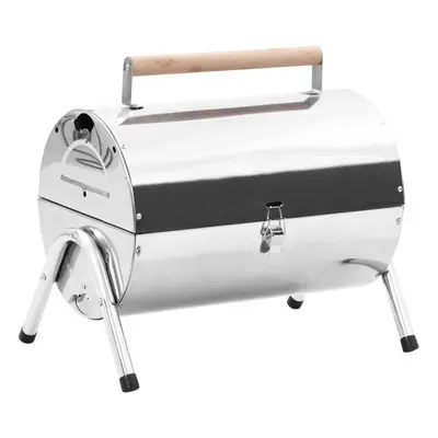 vidaXL Portable Tabletop Charcoal BBQ Grill Stainless Steel Double Grid Picnic