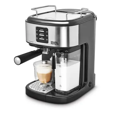 Morphy Richards Traditional Pump Espresso Coffee Machine & Automatic Milk Frother, Bar Pressure