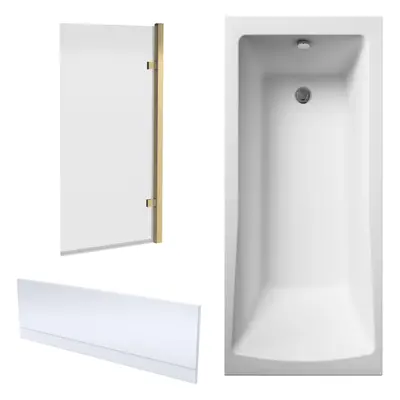 Bath Suite -1700x700mm Square Bath, Front Panel and Square Screen -Brushed Brass