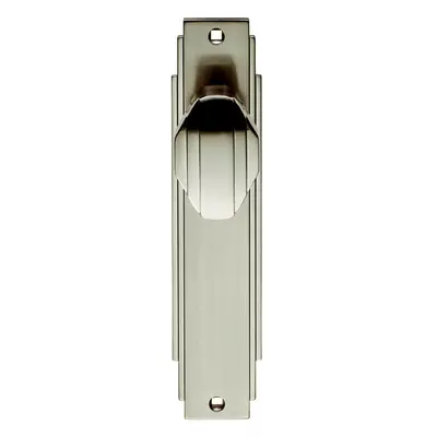 PAIR Line Detailed Door Knob on Latch Backplate x 45mm Satin Nickel