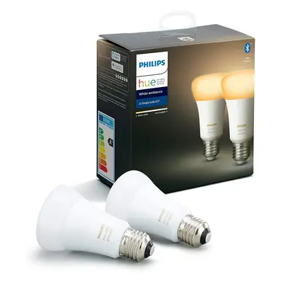 Philips Hue White Ambiance Smart LED Bulb Twin Pack [E27 Edison Screw] with Bluetooth, Works wit