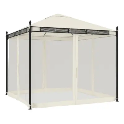 (cream) vidaXL Gazebo with Mesh Walls Pavilion Tent Marquee Balcony Shelter Steel