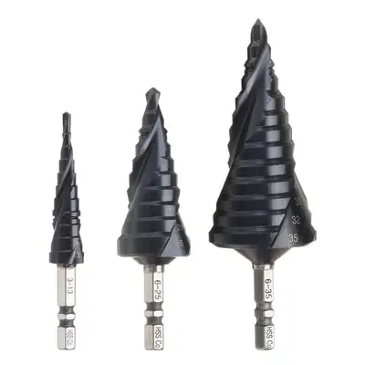 () 3-13/6-25/6-35mm HRC89 M35 Cobalt Step Drill Bit TiAlN Coated Step Drill 1/4 Inch Hexagon Sha