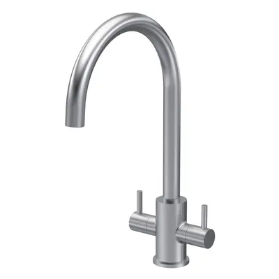 Minimalist Kitchen Mono Mixer Tap with Lever Handles, 436mm - Brushed Nickel