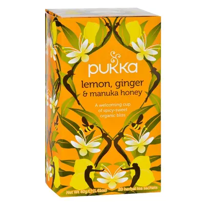 Pukka Herbal Teas Tea - Organic - Lemon Ginger and Manuka Honey - Bags - Case of