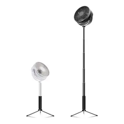 (Black) 2200mAh Adjustable Telescopic Fan Modes USB Rechargeable Desk Fan Floor Fan for Camping 