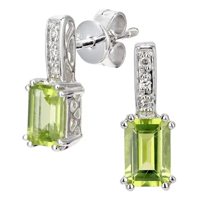 Jewelco London 9ct White Gold Round 3pts Diamond Octagon 1.25ct Peridot Inverted Popsicle Drop E