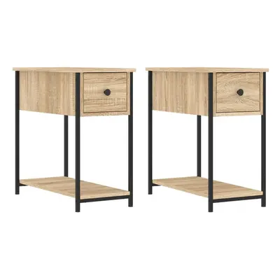 (sonoma oak, pcs) vidaXL Bedside Cabinets Side Table Nightstand pcs Smoked Oak Engineered Wood