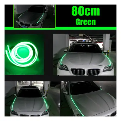 (Green) 2PCS Hood LED Light Strip Grilles Under Spoiler Scanning LED Knight Rider