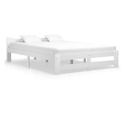 vidaXL Solid Wood Pine Bed Frame White 140x200 cm Bedroom Wooden Bedstead