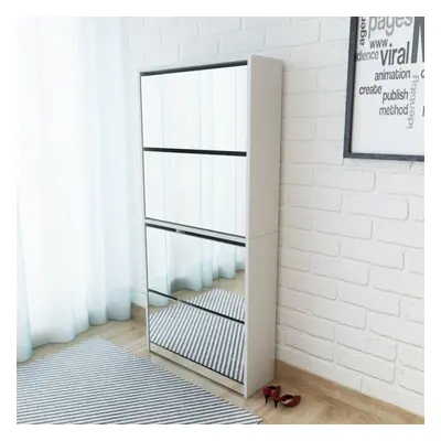 vidaXL Shoe Cabinet 4-Layer Mirror White 63x17x134cm Organiser Rack Stand