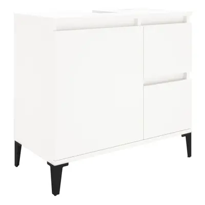 (white) vidaXL Bathroom Cabinet Cupboard Washroom Storage Cabinet Engineered Wood