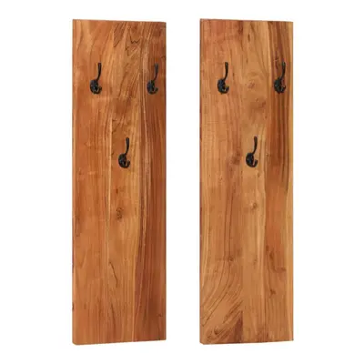 vidaXL 2x Solid Wood Acacia Wall-mounted Coat Racks Wooden Wall Peg Board