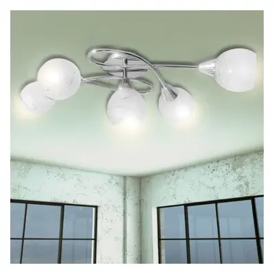 vidaXL Ceiling Lamp with Glass Shades 5xE14 Bulbs Pendant Lighting Fixture