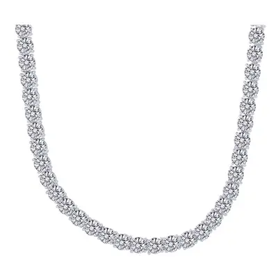 Jewelco London Rhodium Silver Round CZ Carats 6mm Tennis Necklace - ABB211