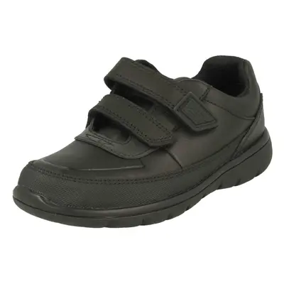 (UK Child, Black) Boys Clarks Hook & Loop School Shoes Venture Walk - H Fit