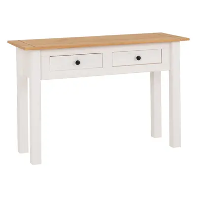 Panama Drawer Console Table in White and Natural Wax Finish