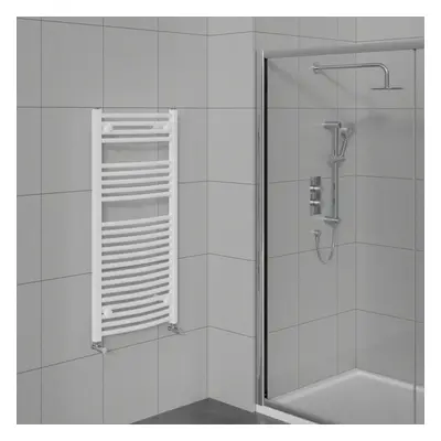 WarmeHaus Curved Bathroom Heated Towel Rail Warmer Radiator Central Heating White - 1100x600mm