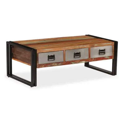 vidaXL Solid Reclaimed Wood Coffee Table with Drawers 100x50x35cm Furniture