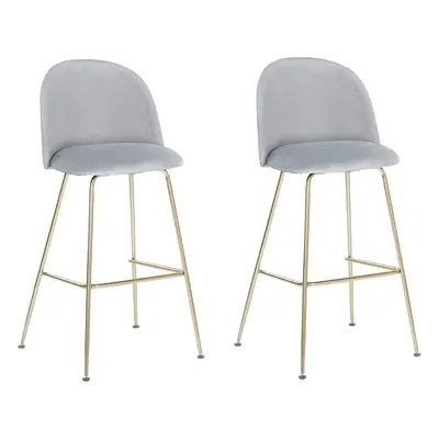 Set of Bar Chairs ARCOLA Velvet Light Grey